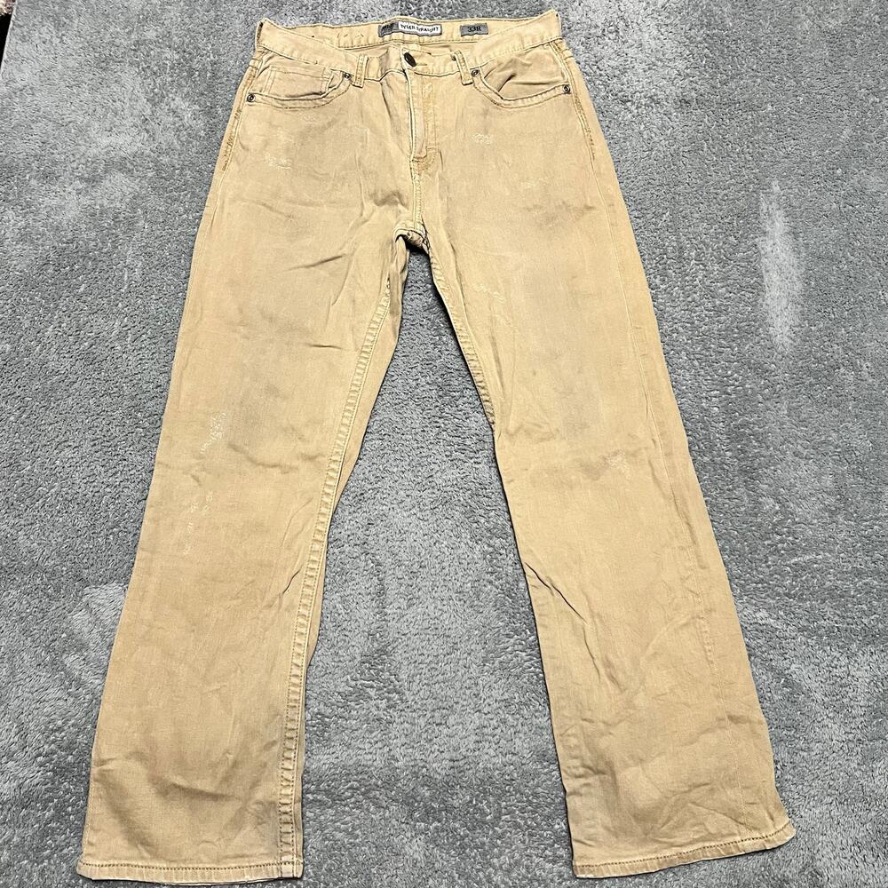 BKE Jeans Mens 33 (33x30) Khaki Tan Tyler Straight Buckle Chino Pants